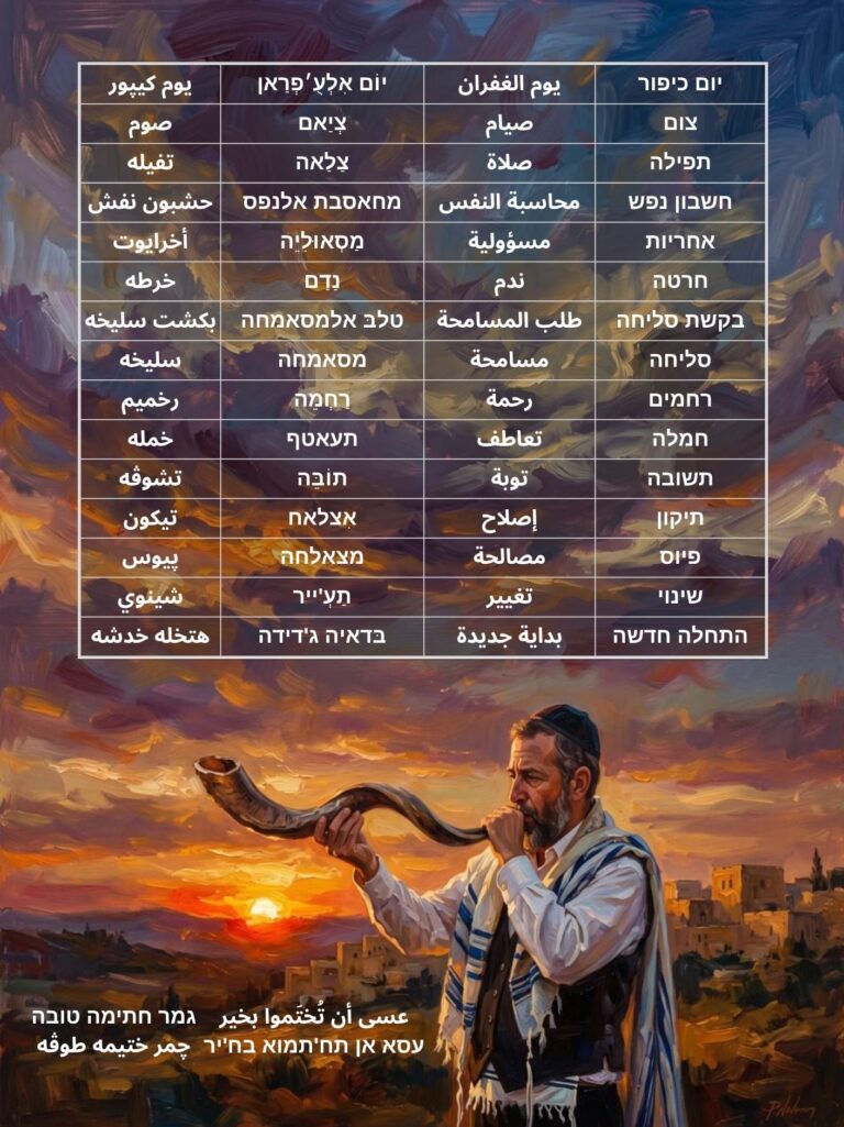 Yom Kippur Vocabulary / مفردات ليوم الغفران / אוצר מילים ליום כיפור